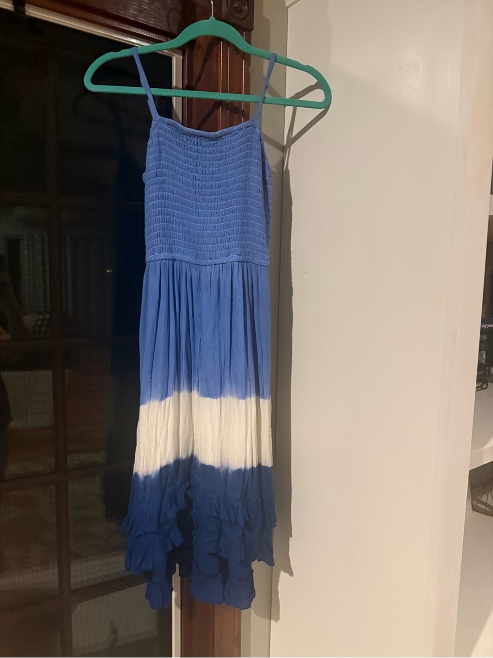 Abercrombie & Fitch Blue and White Tiered Dip-Dye Sundress